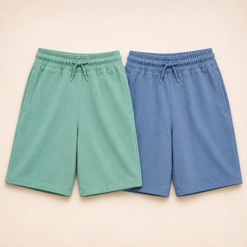 Wonder Nation Boys Knit Shorts 2-Pack Green Lily Blue XL 14-16 Drawstring Pocket